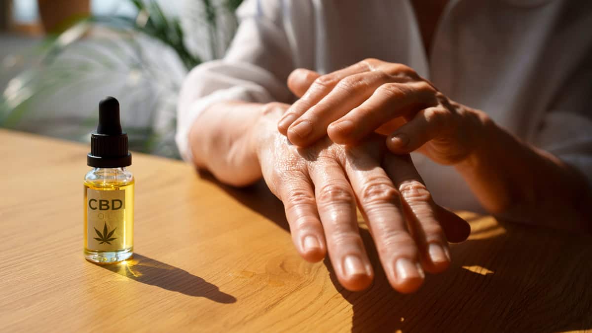 Person applying CBD Oil on hand