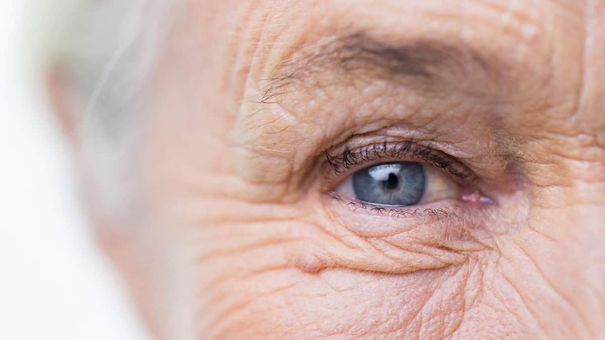 Closeup of elderly person's eye