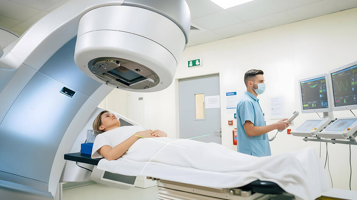 Person getting radiation therapy