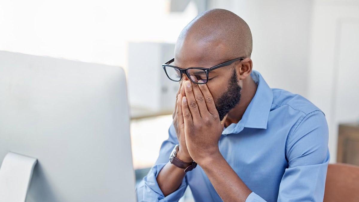 A person at work under stress