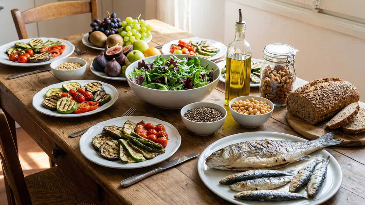 Mediterranean food on kitchen table