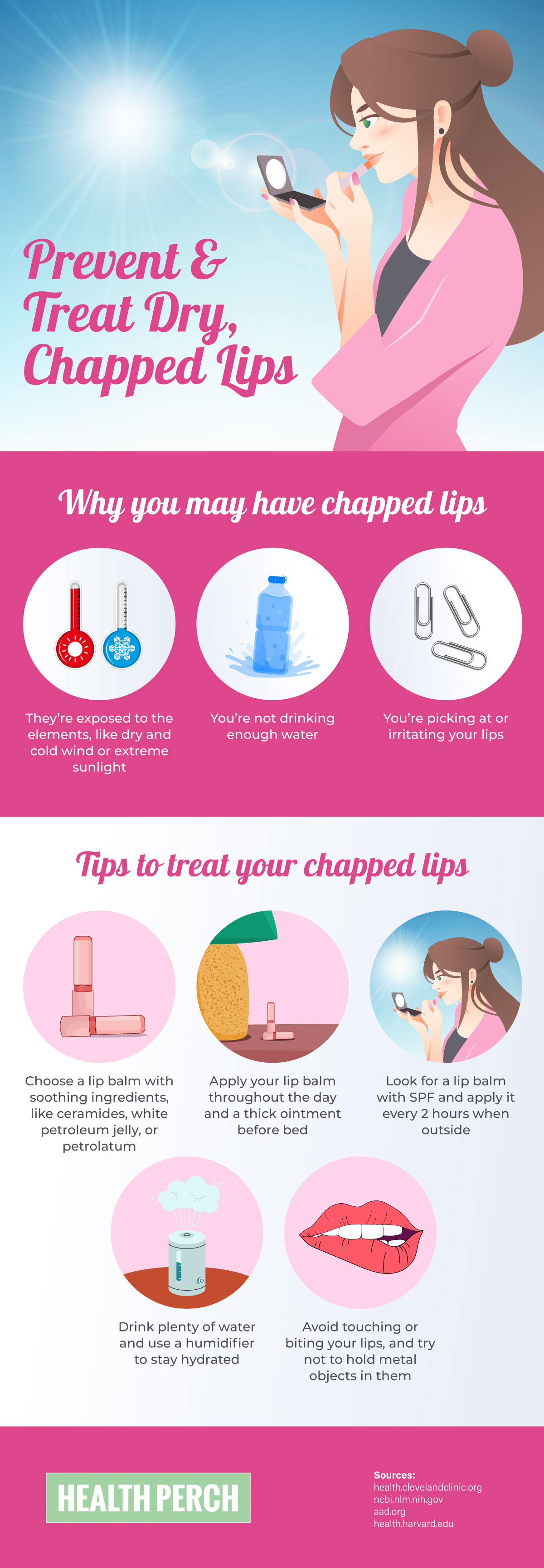 Prevent and Treat Dry, Chapped Lips Infographic