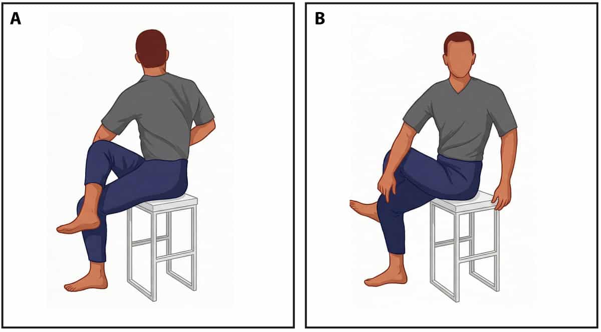 Seated Lower Back Rotational Stretch Illustration