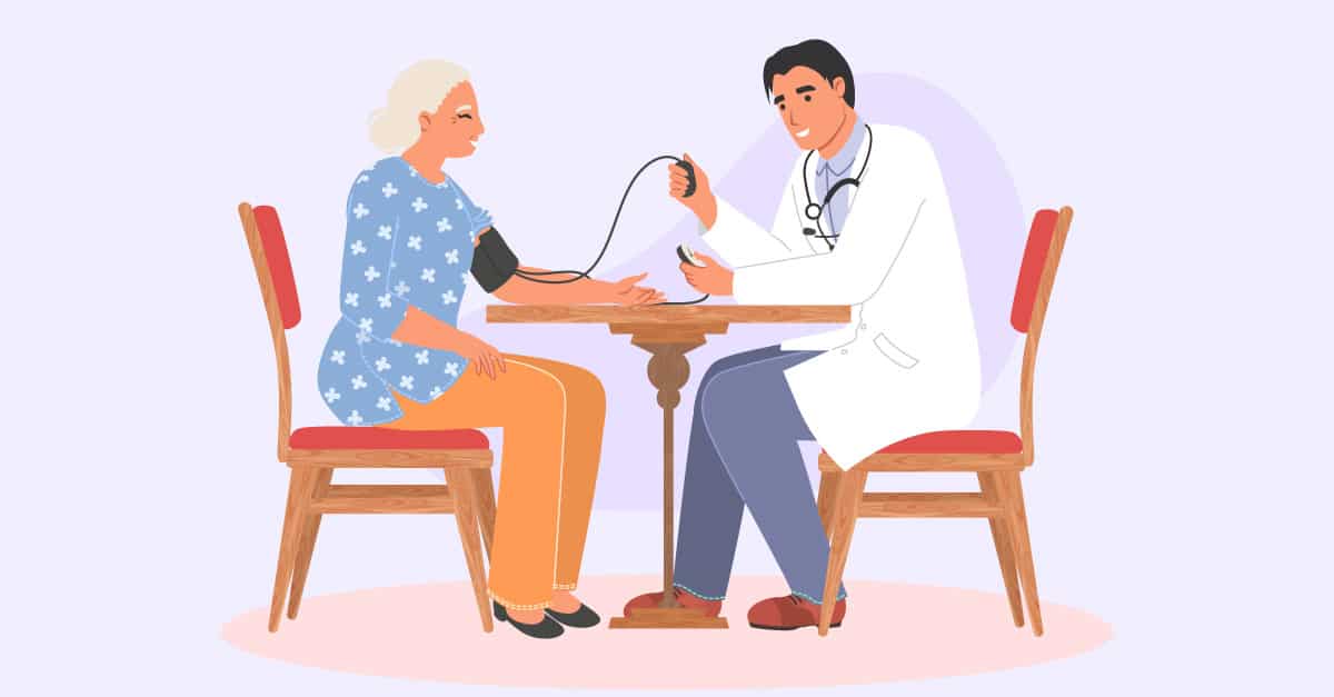 Doctor checking patient's blood pressure