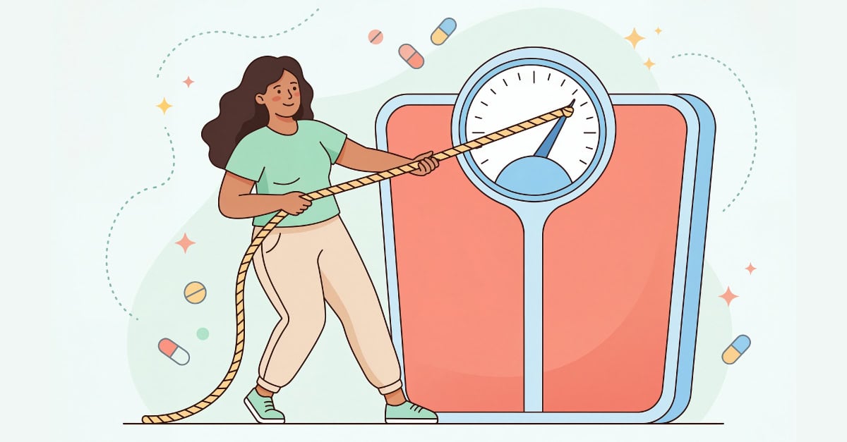 Person with weight scale