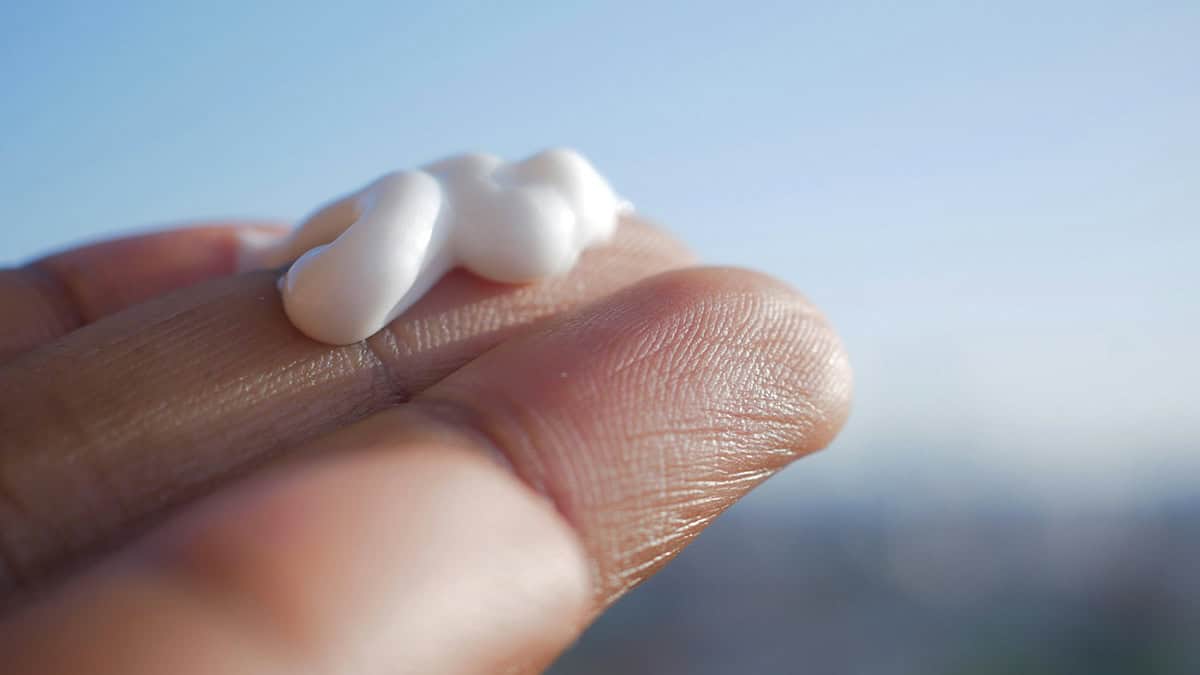 A dab of lotion on hand