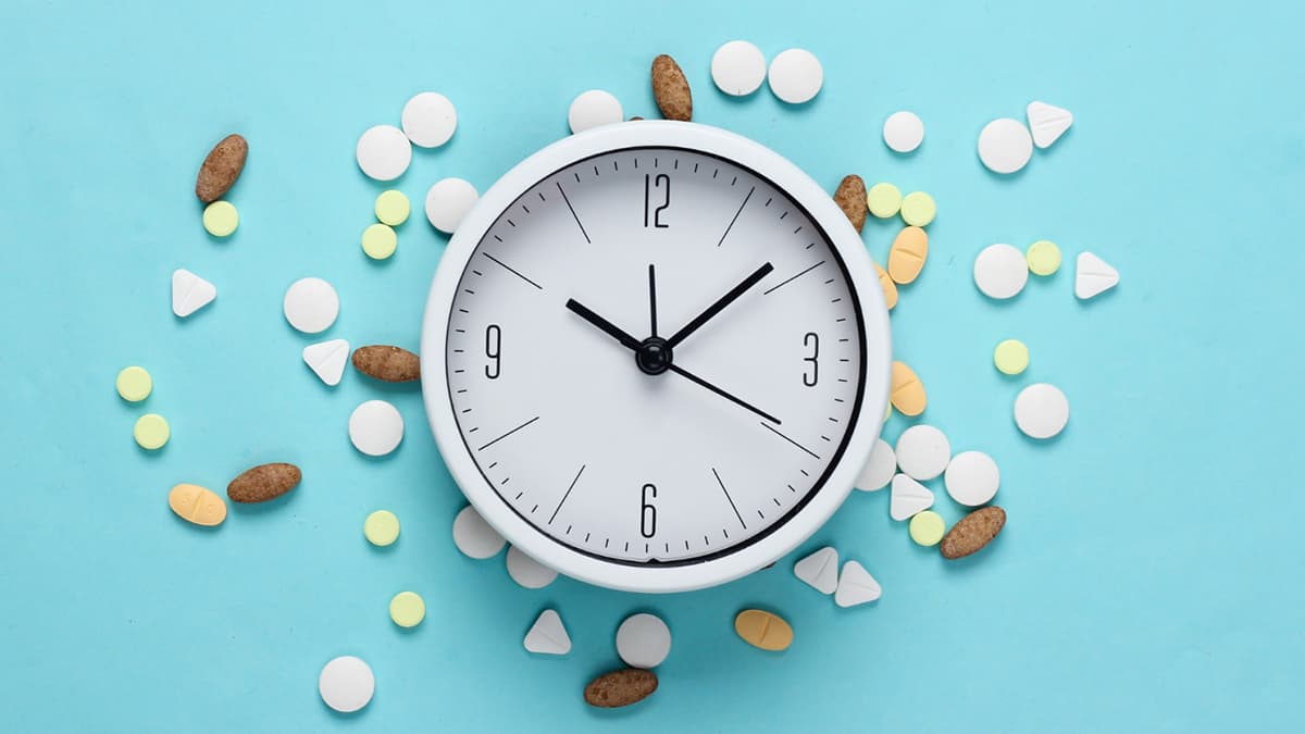 Clock beside medications