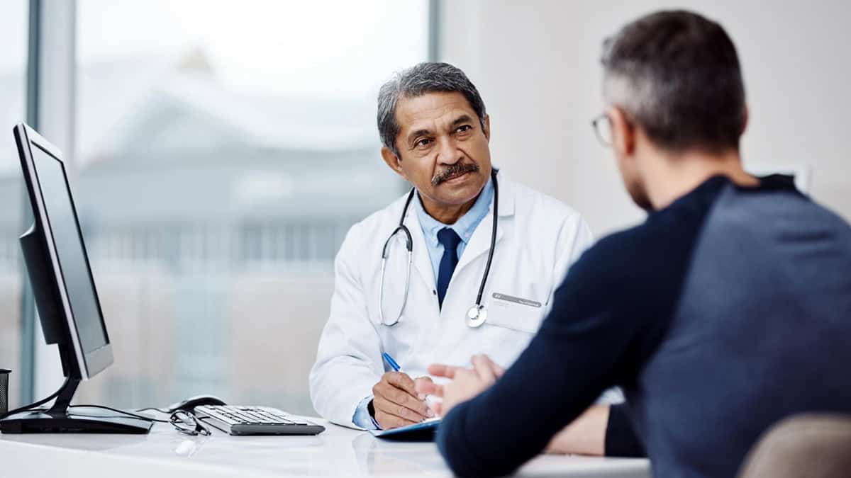 Person talking to his doctor