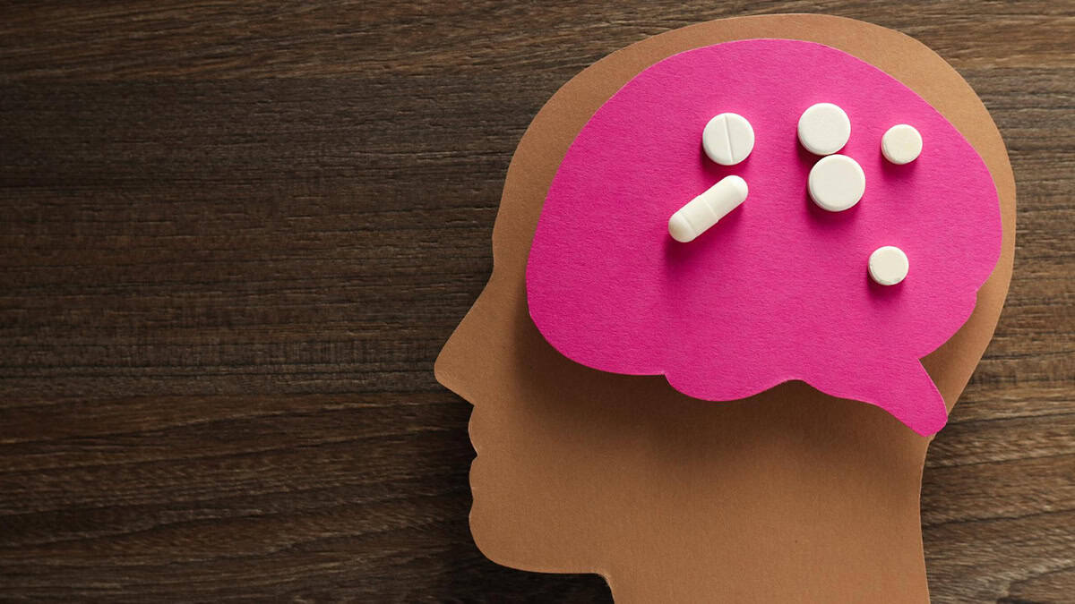 Medication and a diagram of brain