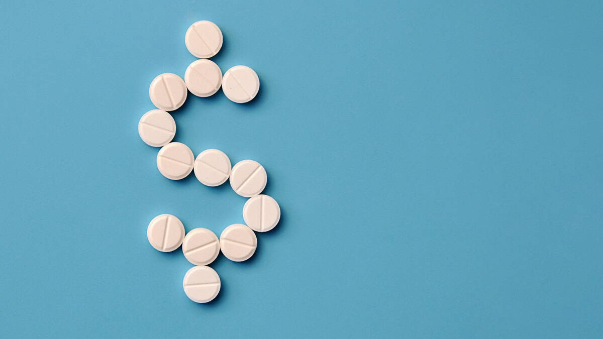 Tablets arranged in dollar sign