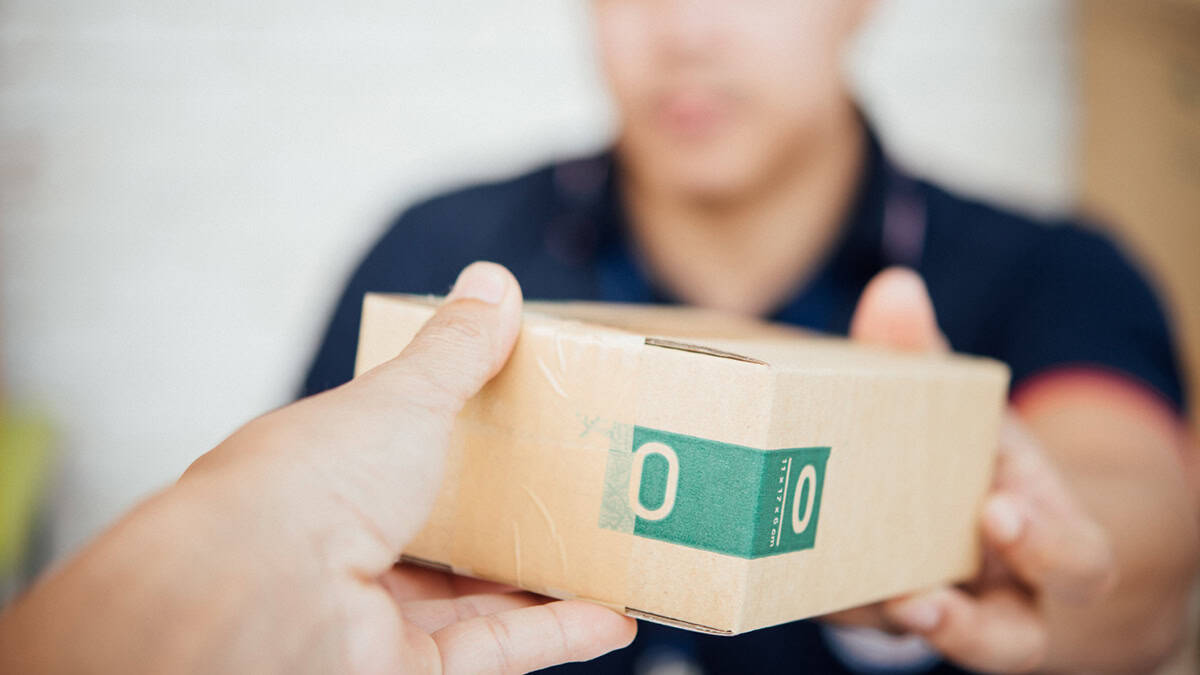 Mail package being delivered