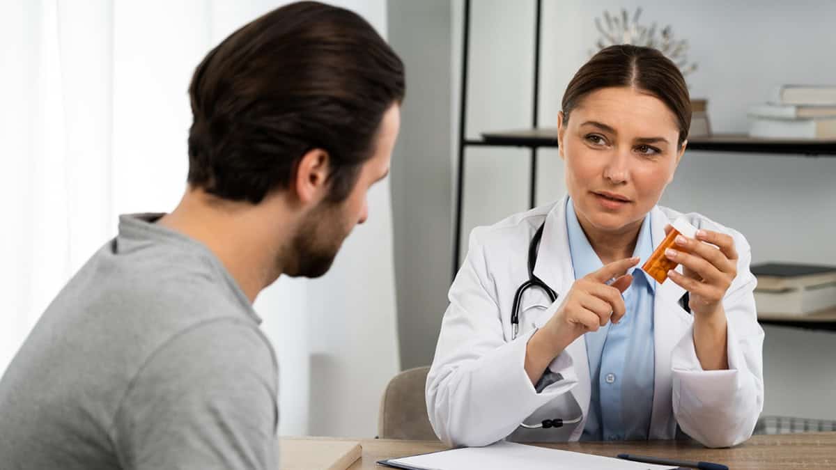 Patient talking to his doctor