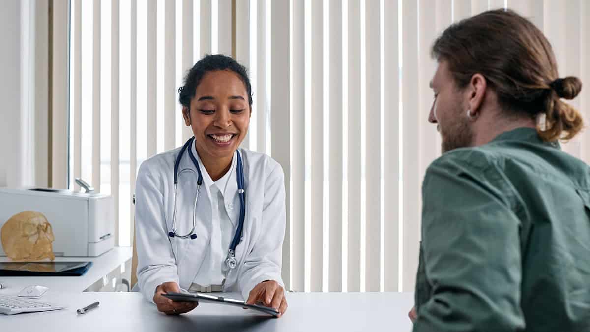 Patient talking to a doctor